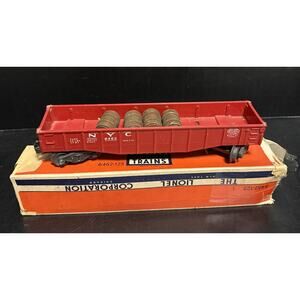 Lionel Postwar O Gauge #6462-125 Red Gondola With 4 Barrels Original Box VTG